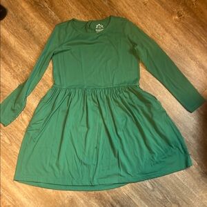 Primary Green Long Sleeve Kids Dress